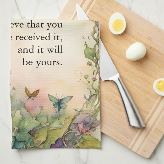 Marcus 11:24 Christelijke Waterverf Afbeelding Theedoek (Quarter Fold)