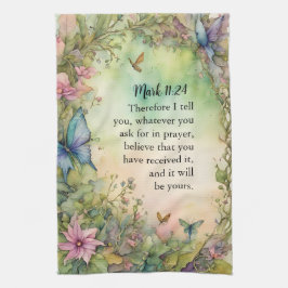 Marcus 11:24 Christelijke Waterverf Afbeelding Theedoek
