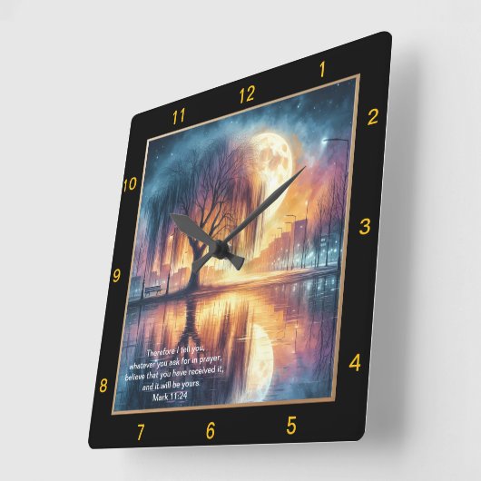 Marcus 11:24 Gebedsklok Custom Believe Personalize Vierkante Klok (Hoek)