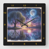 Marcus 11:24 Geloof klok: gepersonaliseerde Spirit Vierkante Klok (Voorkant)