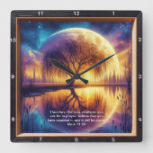 Marcus 11:24 Kracht: Gepersonaliseerde Schriftkuns Vierkante Klok (Voorkant)