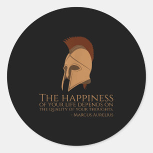 Marcus Aurelius citeert over geluk - Oude Romeinse Ronde Sticker