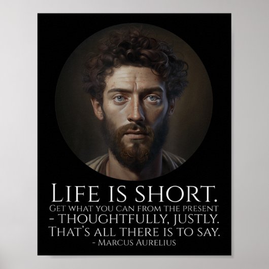 Marcus Aurelius - Het leven is kort - Stoïcijnse f Poster (Voorkant)
