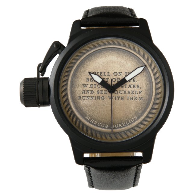 Marcus Aurelius Quote Dwell over de schoonheid van Horloge (Voorkant)