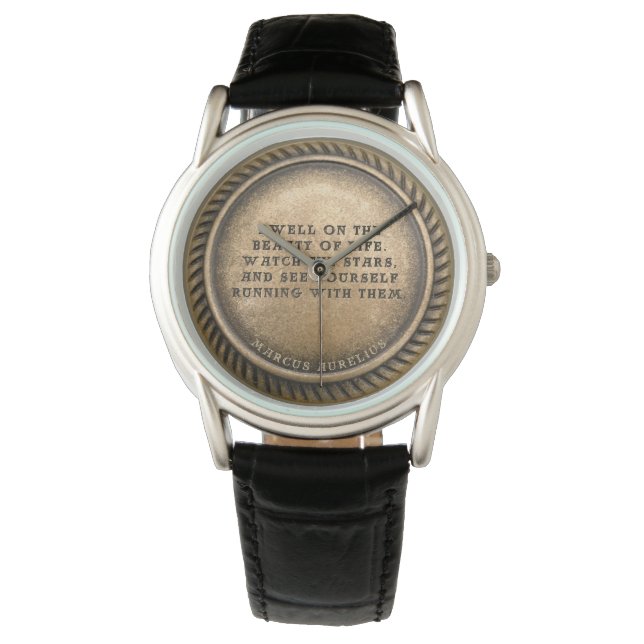 Marcus Aurelius Quote Dwell over de schoonheid van Horloge (Voorkant)