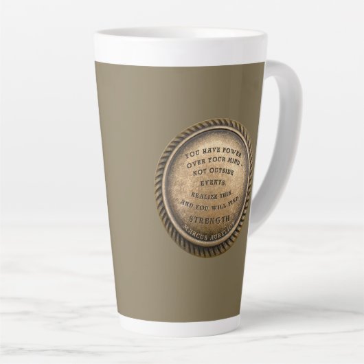 Marcus Aurelius Quote Hoe je kracht vindt Latte Mok (Rechterhoek)
