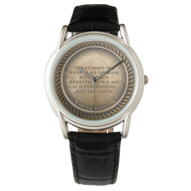 Marcus Aurelius Quote Opinionated Coin Horloge (Voorkant)