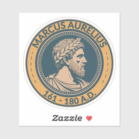 Marcus Aurelius Roman Emperor Illustration Badge Sticker (Vel)