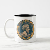 Marcus Aurelius Roman Emperor Illustration Badge Tweekleurige Koffiemok (Links)