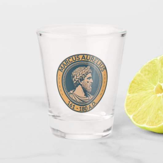 Marcus Aurelius Romeinse keizer Illustratie Badge Shot Glas (Voorkant)