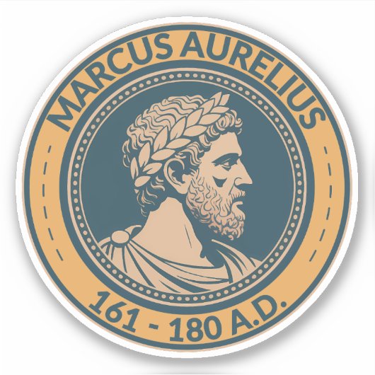 Marcus Aurelius Romeinse keizer Illustratie Badge Sticker (Voorkant)
