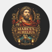 Marcus Aurelius Ronde Sticker (Voorkant)