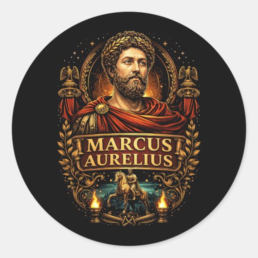Marcus Aurelius Ronde Sticker (Voorkant)