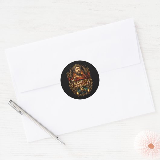 Marcus Aurelius Ronde Sticker (Envelop)
