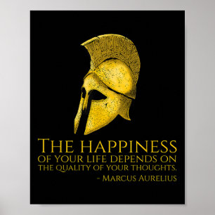 Marcus Aurelius Stoic Quote over geluk - Roman Ph Poster