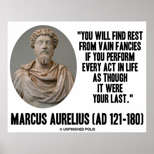 Marcus Aurelius vindt rust uit Vain Fans Quote Poster (Voorkant)