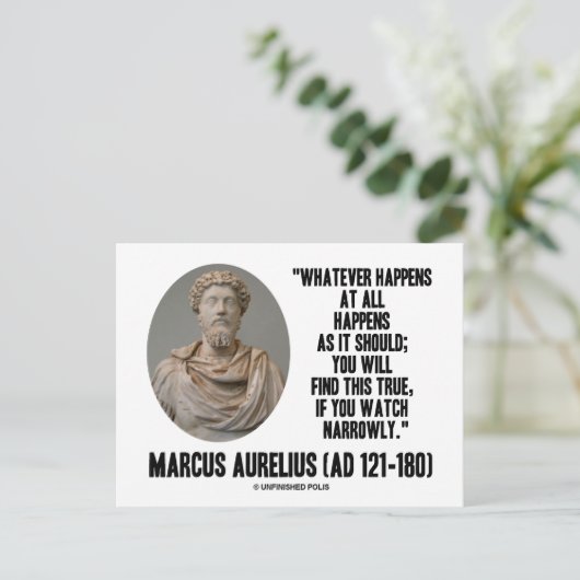 Marcus Aurelius wat er ook gebeurt Briefkaart (Staand voorkant)