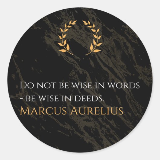 Marcus Aurelius' wijsheid: daden spreken luid Ronde Sticker (Voorkant)