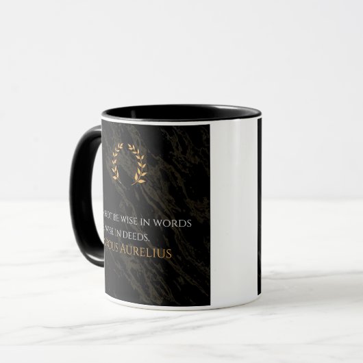 Marcus Aurelius' wijsheid: daden spreken luider da Mok (Voorkant links)