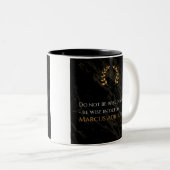 Marcus Aurelius' wijsheid: daden spreken luider da Tweekleurige Koffiemok (Voorkant rechts)