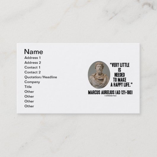 Marcus Aurelius Zeer weinig nodig om gelukkig te z Visitekaartje (Voorkant)