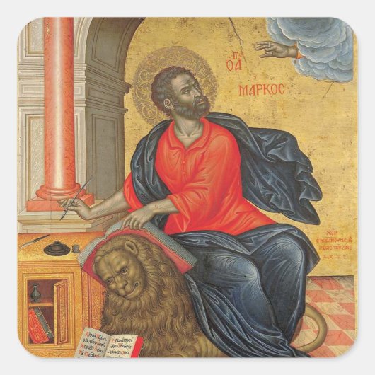 Marcus de Evangelist door Emmanuel Tzanes Vierkante Sticker (Voorkant)