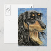 Marcus - Lange Haired Dachshund Art Briefkaart (Voorkant / Achterkant)