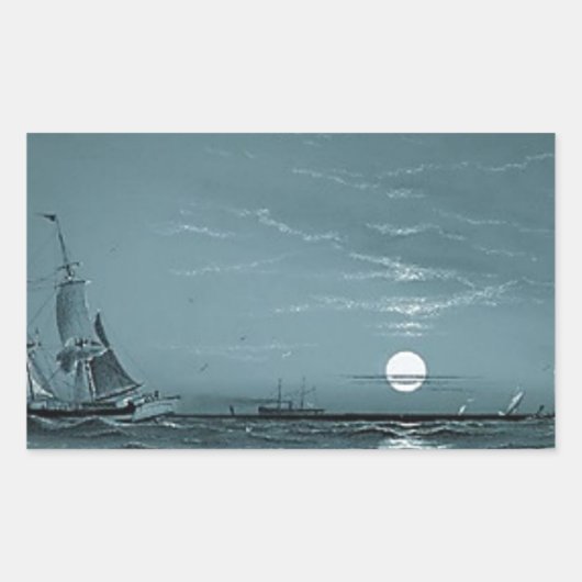Marcus Larson entree-van-de-haven-maanlicht-1881 m Rechthoekige Sticker (Voorkant)