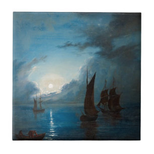 Marcus Larson hav-i-mansken-1848.natuur waterboot Tegeltje