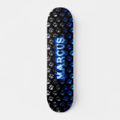 Marcus skateboard blauw vuur en vlammenontwerp (Voorkant)
