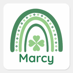 Marcy Name Clover Boho Rainbow Vierkante Sticker