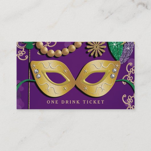 Mard Gras Masquerade Party Drink Ticket (Voorkant)