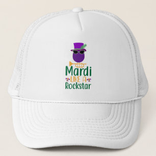 Mardi Als Een Rockster Typografie Vrachtwagenchauf Trucker Pet