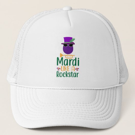Mardi Als Een Rockster Typografie Vrachtwagenchauf Trucker Pet (Voorkant)