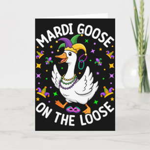 Mardi Goose Loslopende Grappige Nar Eend Carnaval Kaart