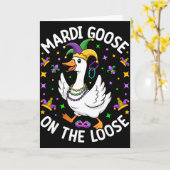Mardi Goose Loslopende Grappige Nar Eend Carnaval Kaart (Gele Bloem)