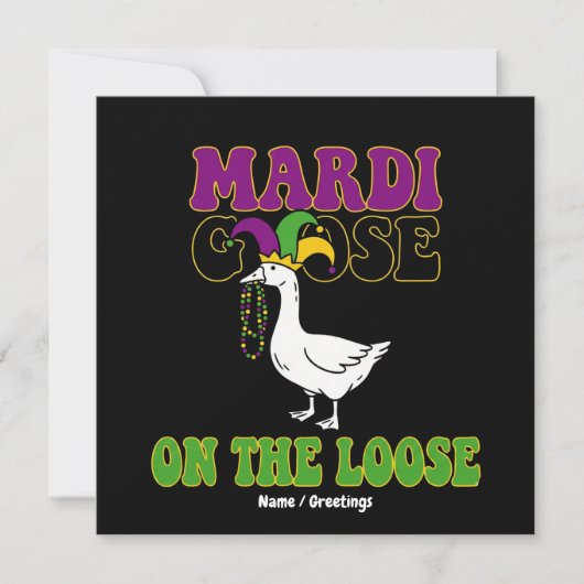 Mardi Goose On The Loose Funny Fat Tuesday Design Kaart (Voorkant)