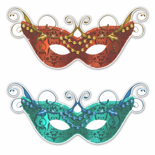 Mardi Gra Beaded Feathers maskers Sticker (Voorkant)