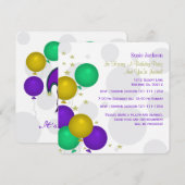 Mardi Gra Colour Balloons Party - Uitnodigingen (Voorkant / Achterkant)