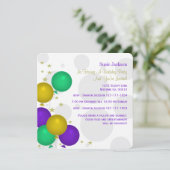 Mardi Gra Colour Balloons Party - Uitnodigingen (Staand voorkant)