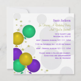 Mardi Gra Colour Balloons Party - Uitnodigingen