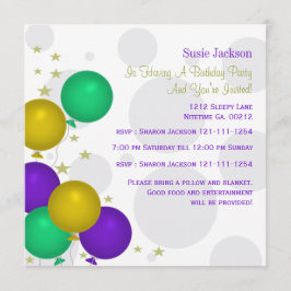 Mardi Gra Colour Balloons Party - Uitnodigingen