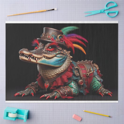 Mardi Gra Gekleurde Alligator Decoupage Tissuepapier (Craft)