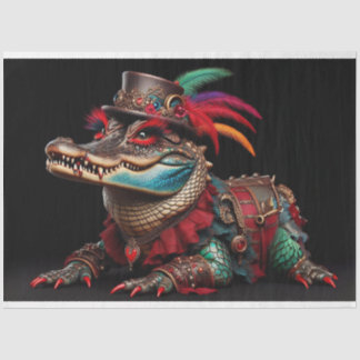 Mardi Gra Gekleurde Alligator Decoupage Tissuepapier