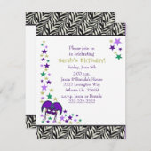 Mardi Gra Theme Birthday Party Invitation Kaart (Voorkant / Achterkant)