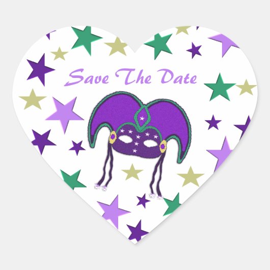 Mardi Gra Theme Save The Date Stickers (Voorkant)