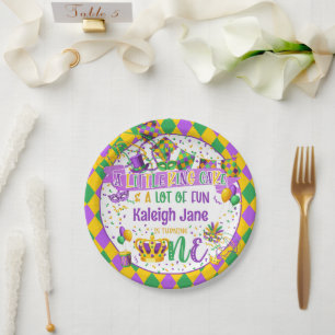 Mardi Gras 1st Birthday (King Cake & Fun) Papieren Bordje