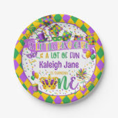 Mardi Gras 1st Birthday (King Cake & Fun) Papieren Bordje (Voorkant)