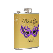 Mardi Gras 2018 Mask on Gold Heupfles (Rechts)