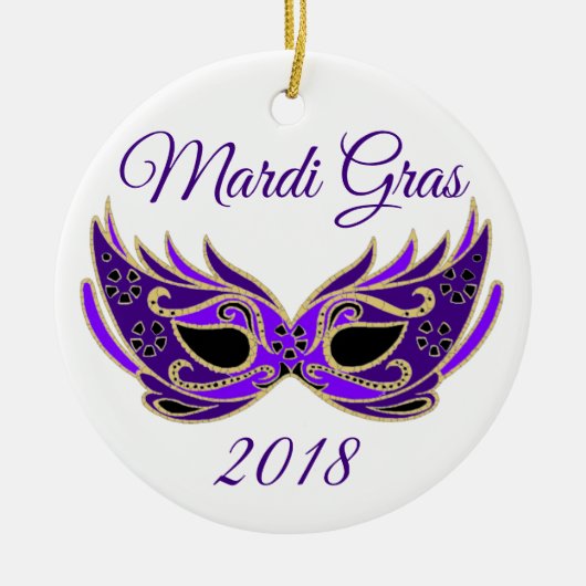 Mardi Gras 2018 Masker Keramisch Ornament (Voorkant)